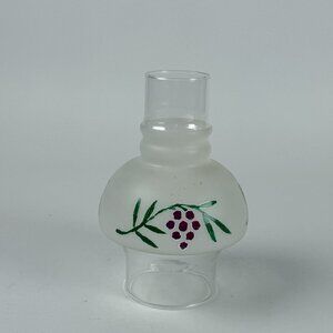 Vintage Frosted Glass Hurricane Lamp Chimney Shade w Leaf Grapes Design